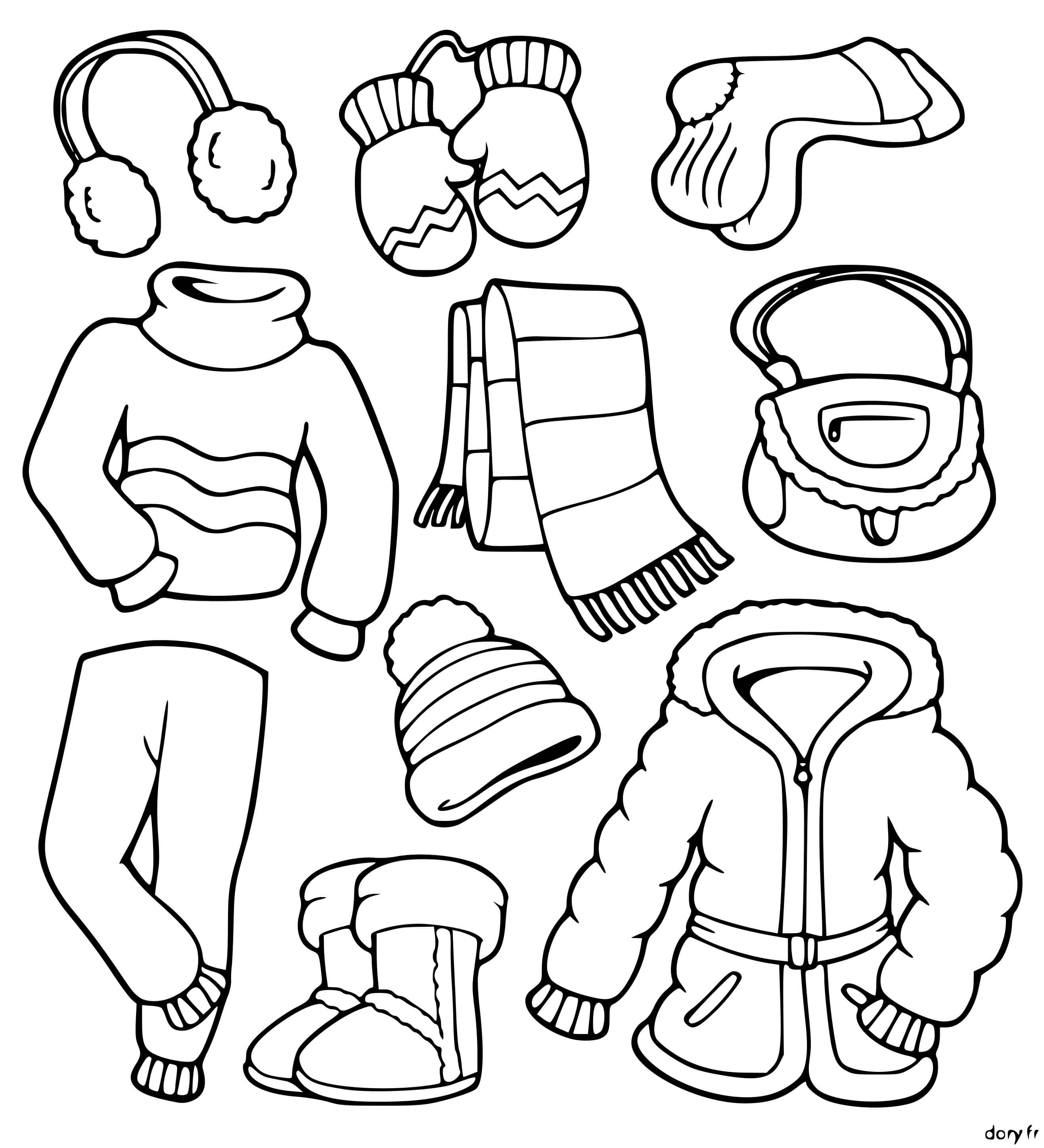 Coloriage Habits D'Hiver Et De Neige - Hiver à imprimer