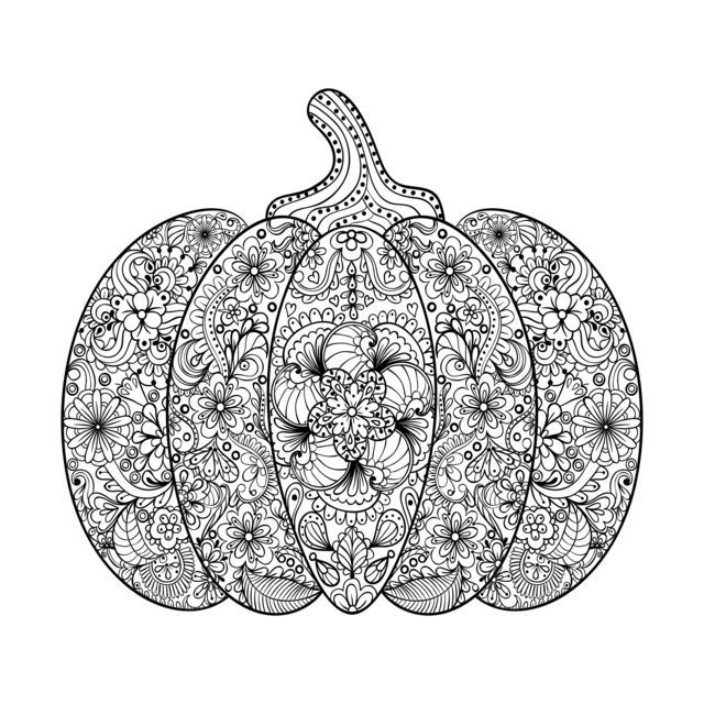 Coloriage Halloween Adulte Difficile Citrouille Fleurs - Adulte à imprimer