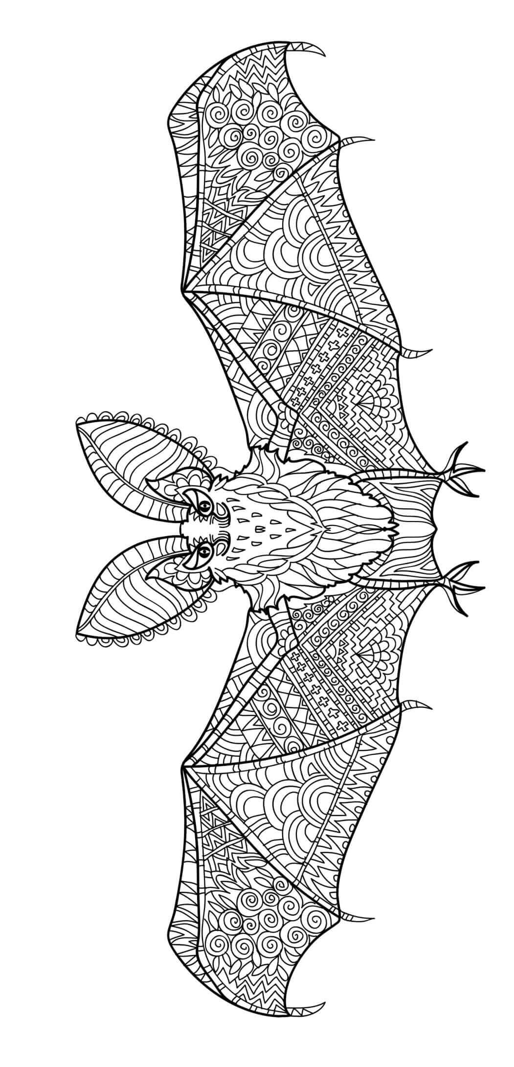 Coloriage Halloween Chauve Souris Zentangle - Halloween à imprimer