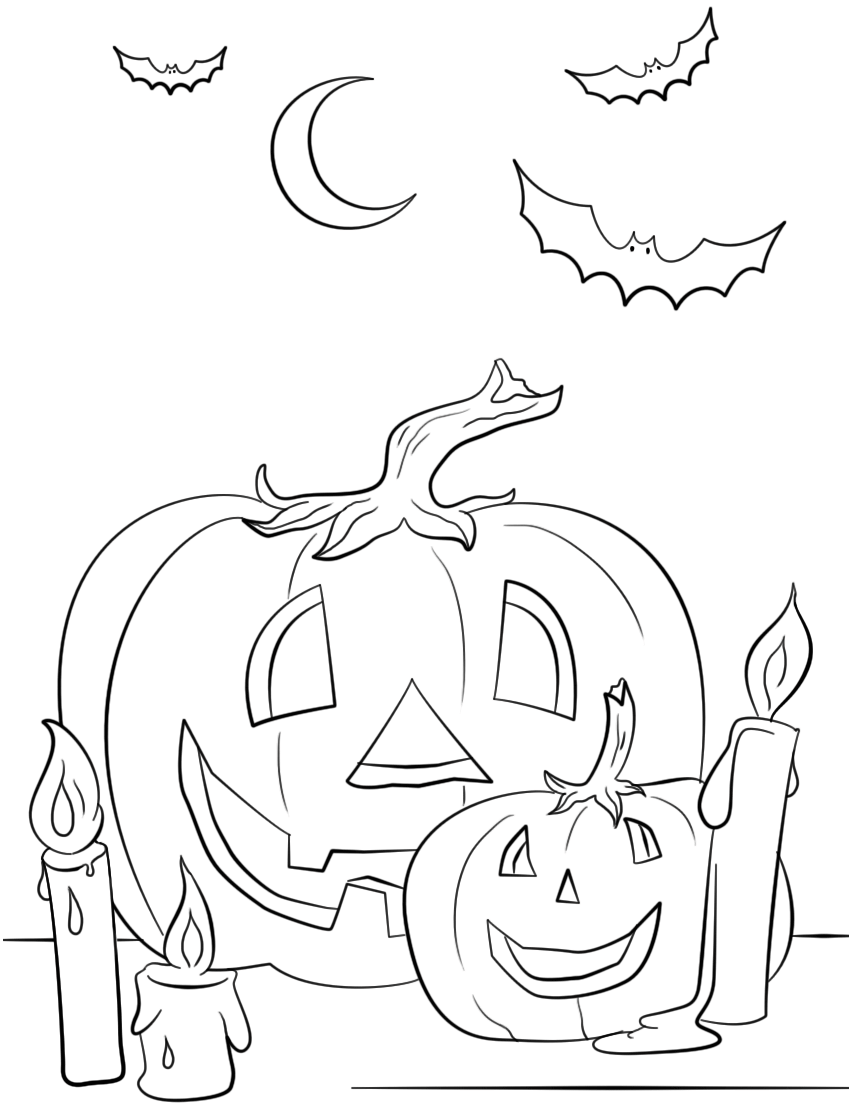 Coloriage Halloween Citrouille Et Chandelles Octobre - Halloween citrouille à imprimer