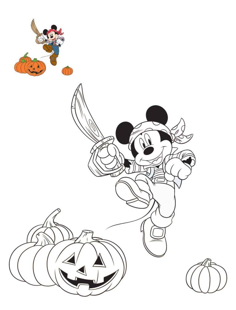 Coloriage Halloween Disney Mickey Le Pirate - Halloween à imprimer