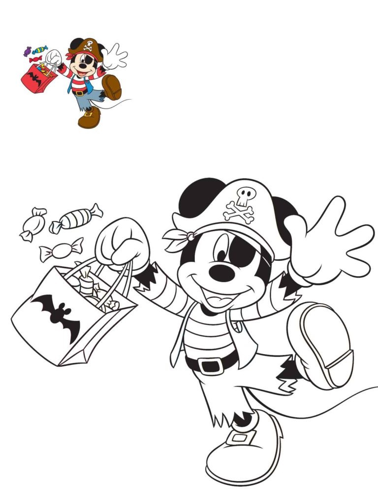 Coloriage Halloween Disney Mickey Mouse Pirate - Halloween à imprimer