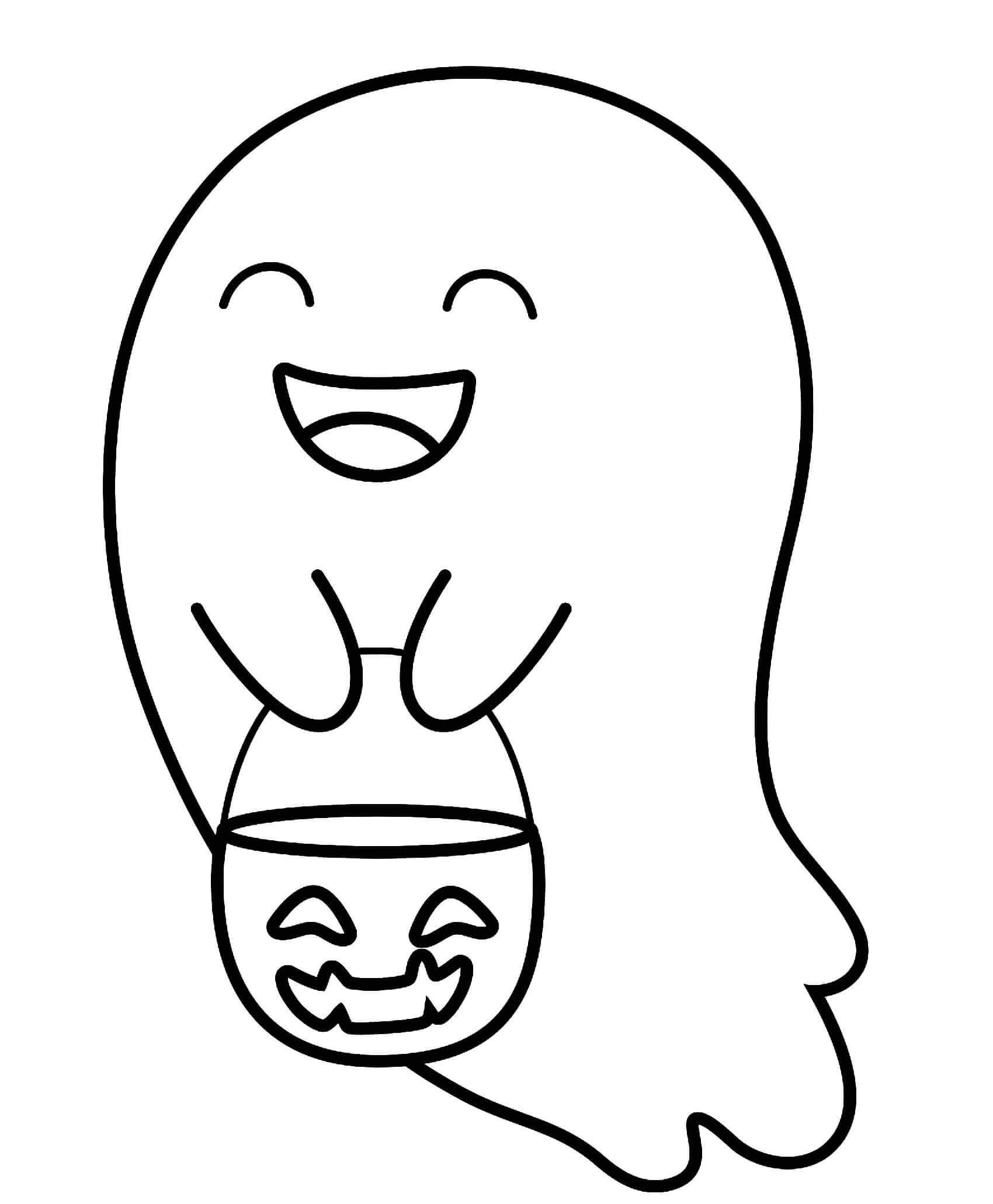 Coloriage Halloween Fantôme Mignon - Halloween à imprimer