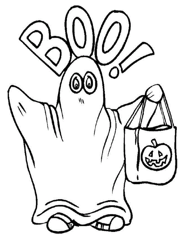 Coloriage Halloween Fatome Boo - Halloween fantome à imprimer