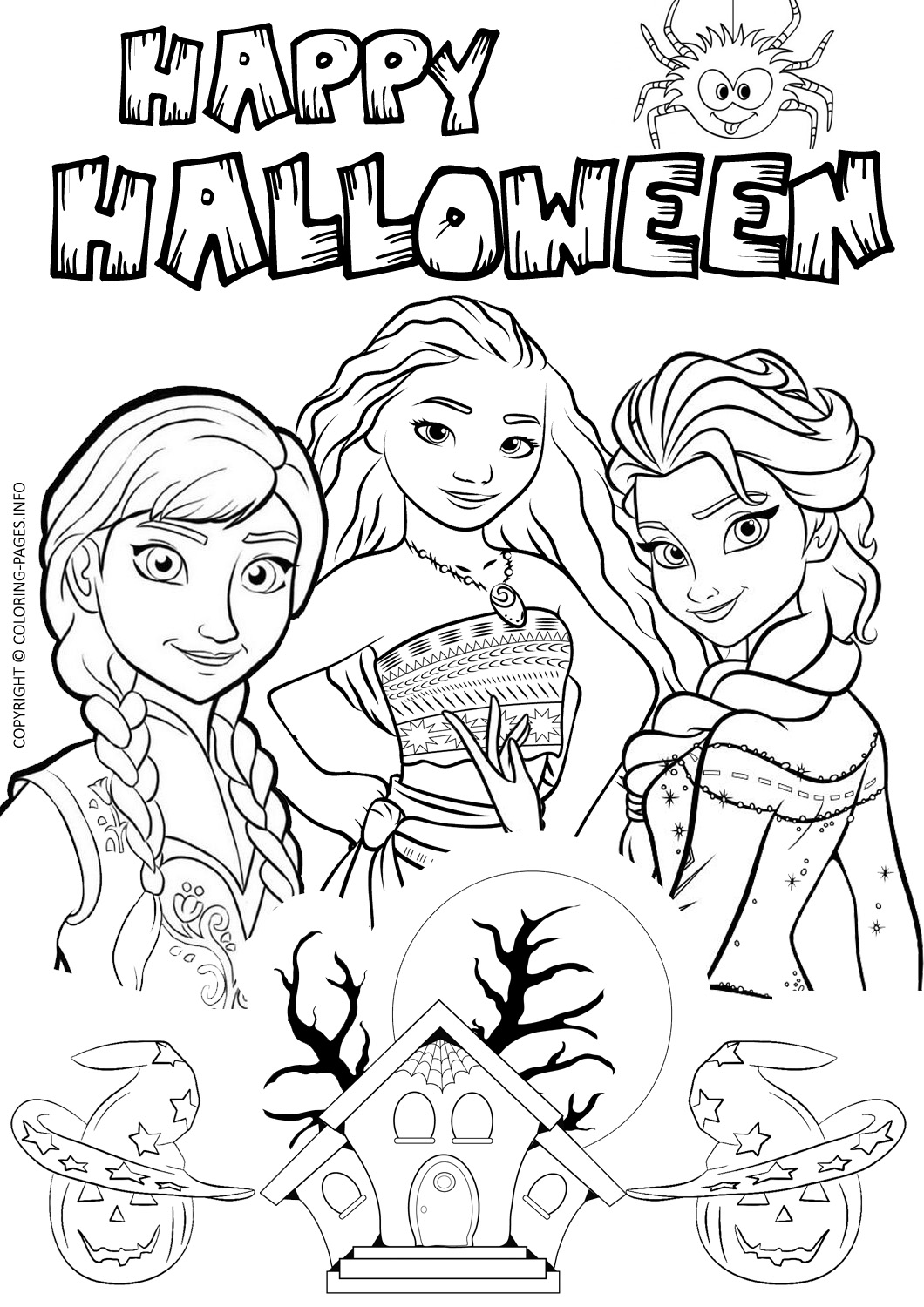 Coloriage Halloween Frozen Elsa Moana Disney - Halloween à imprimer