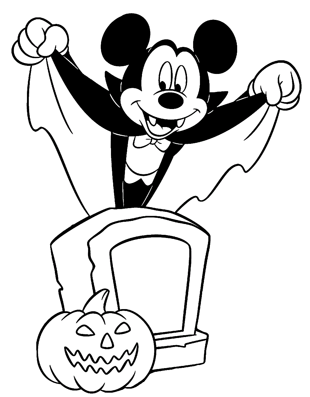 Coloriage Halloween Mickey Le Vampire Disney - Halloween disney à imprimer