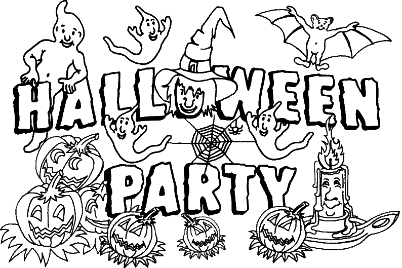 Coloriage Halloween Party Avec Des Citrouilles Et Des Fantômes - Halloween citrouille à imprimer