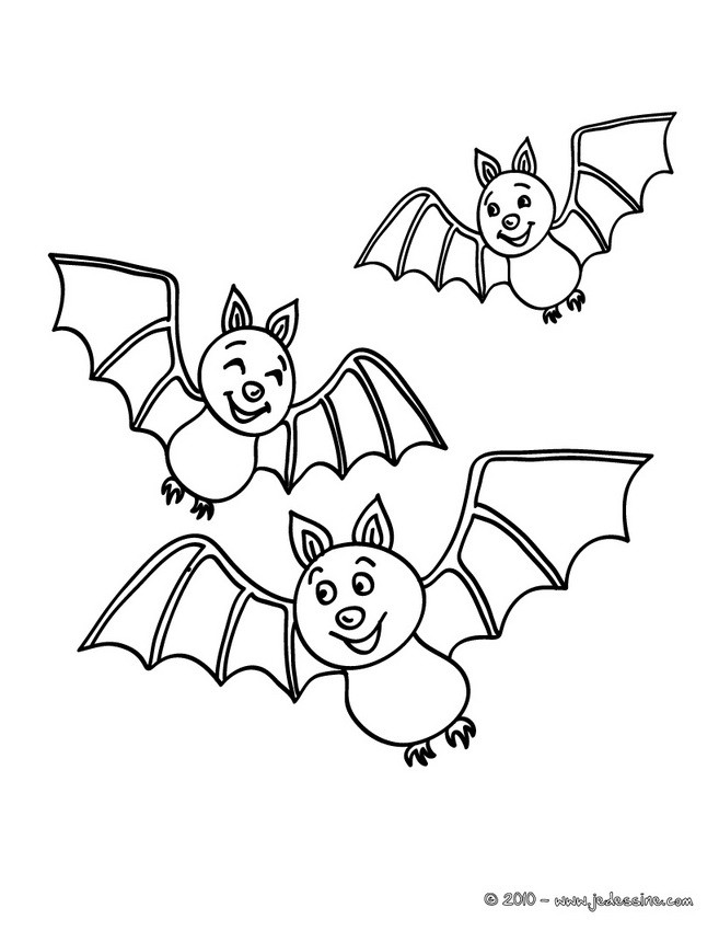 Coloriage Halloween Trois Chauves Souris - Halloween chauve souris à imprimer