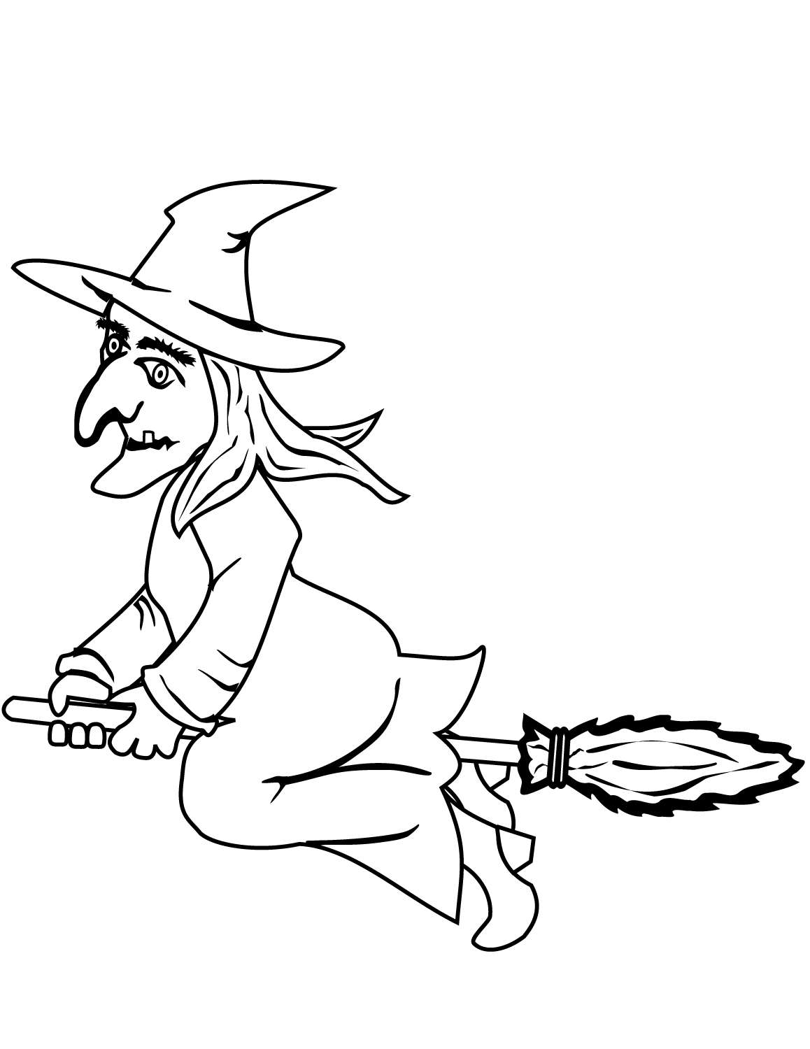 Coloriage Halloween Witch On A Broom Halloween - Halloween à imprimer