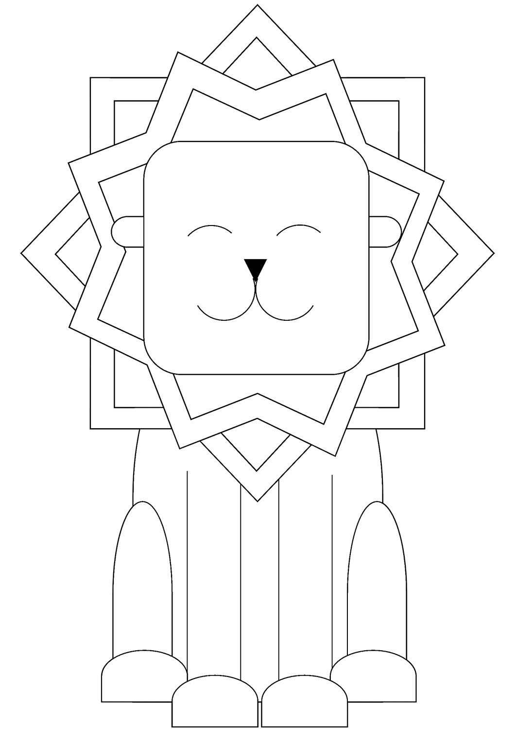 Coloriage Lion joyeux qui sourit - Lion à imprimer