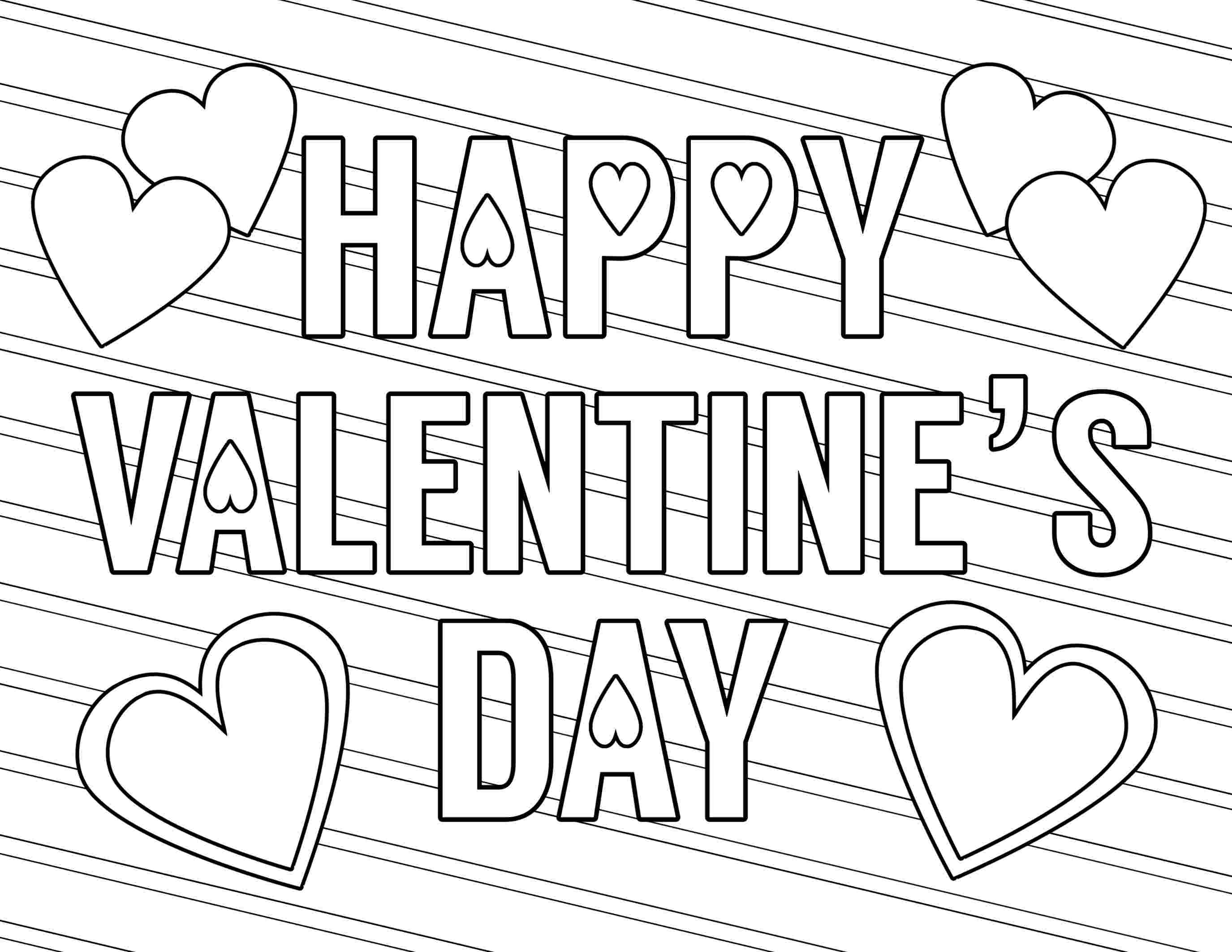 Coloriage Happy Valentines Day Free Love - Saint-Valentin à imprimer