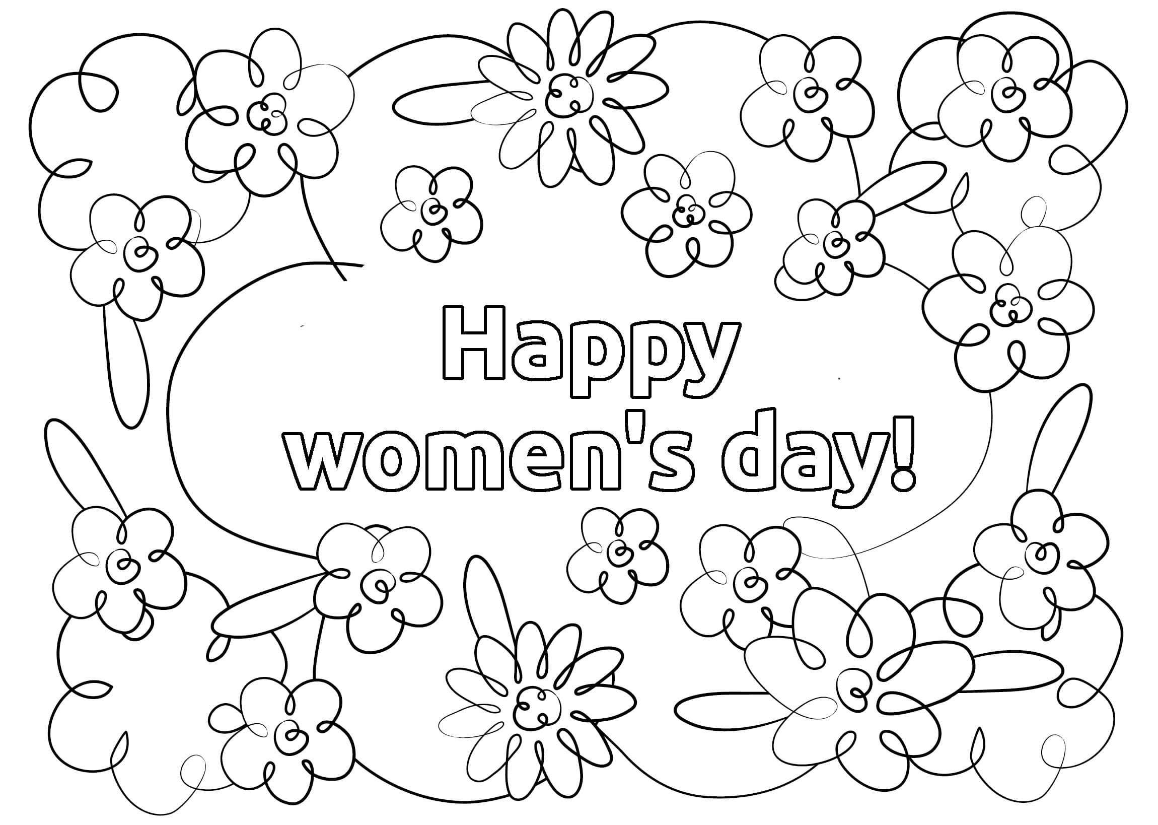 Coloriage Joyeuse Journée de la Femme - Journée de la femme 8 mars à imprimer