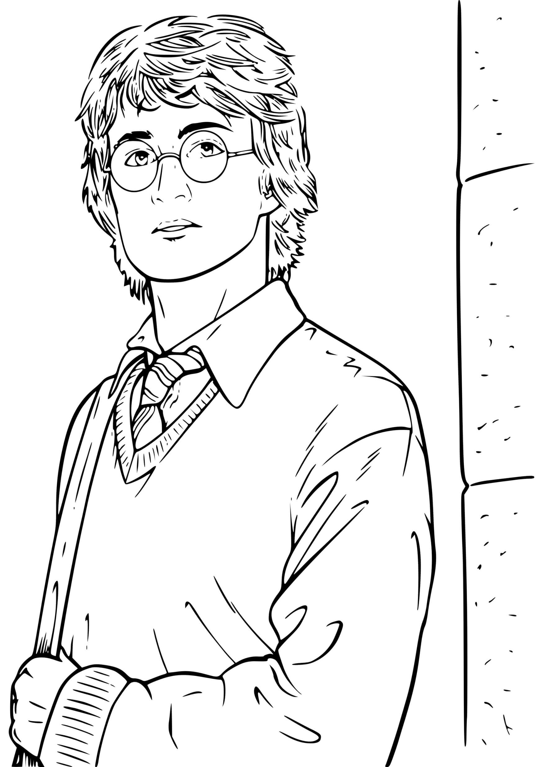 Coloriage Harry Potter Avec Son Sac A Dos Et Ses Livres De Magie - Harry potter à imprimer