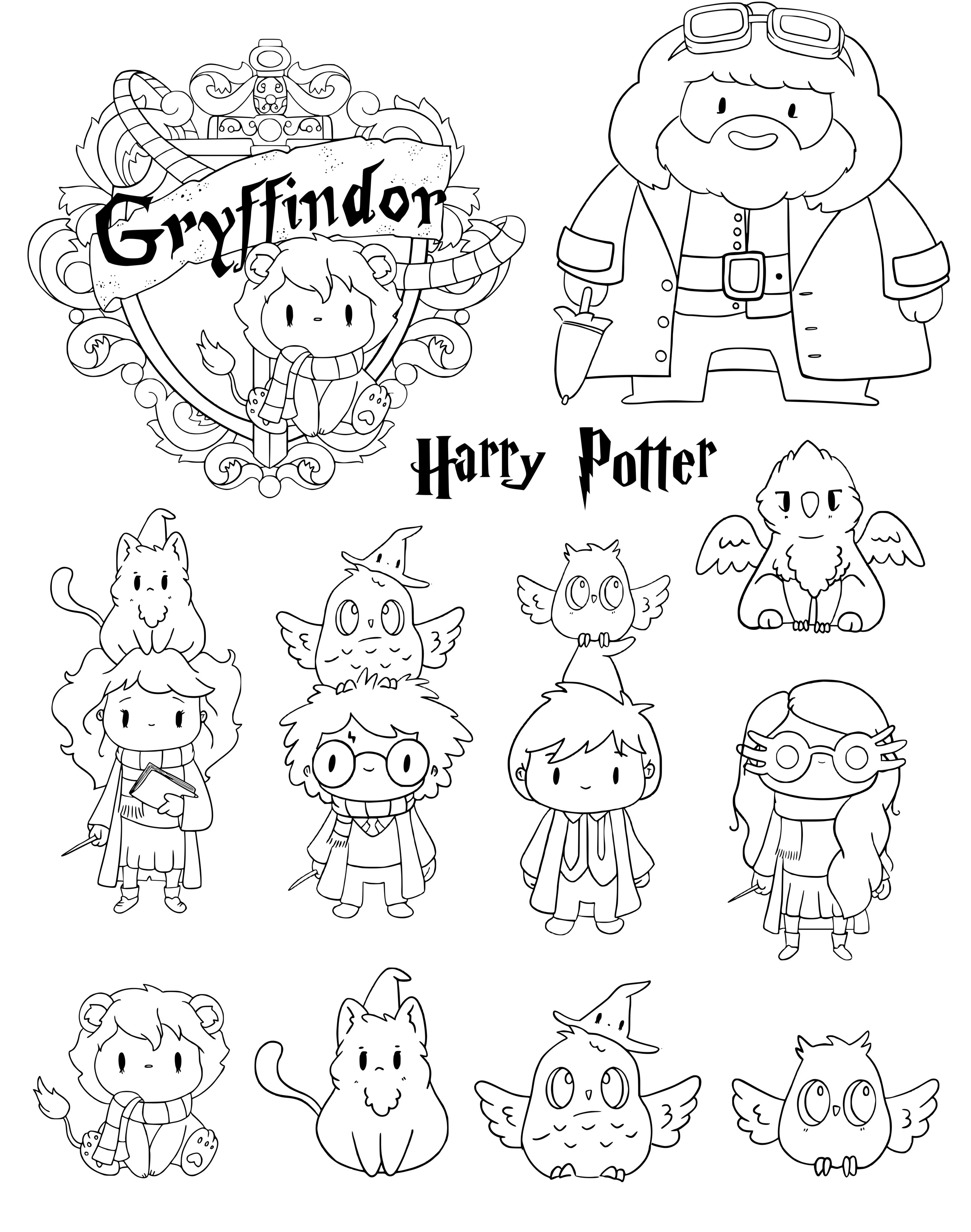 Coloriage Harry Potter Gryffindor Personnages Kawaii - Harry potter à imprimer