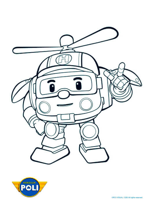 Coloriage Hélicoptère Robocar Poli Transformation - Robocar poli à imprimer