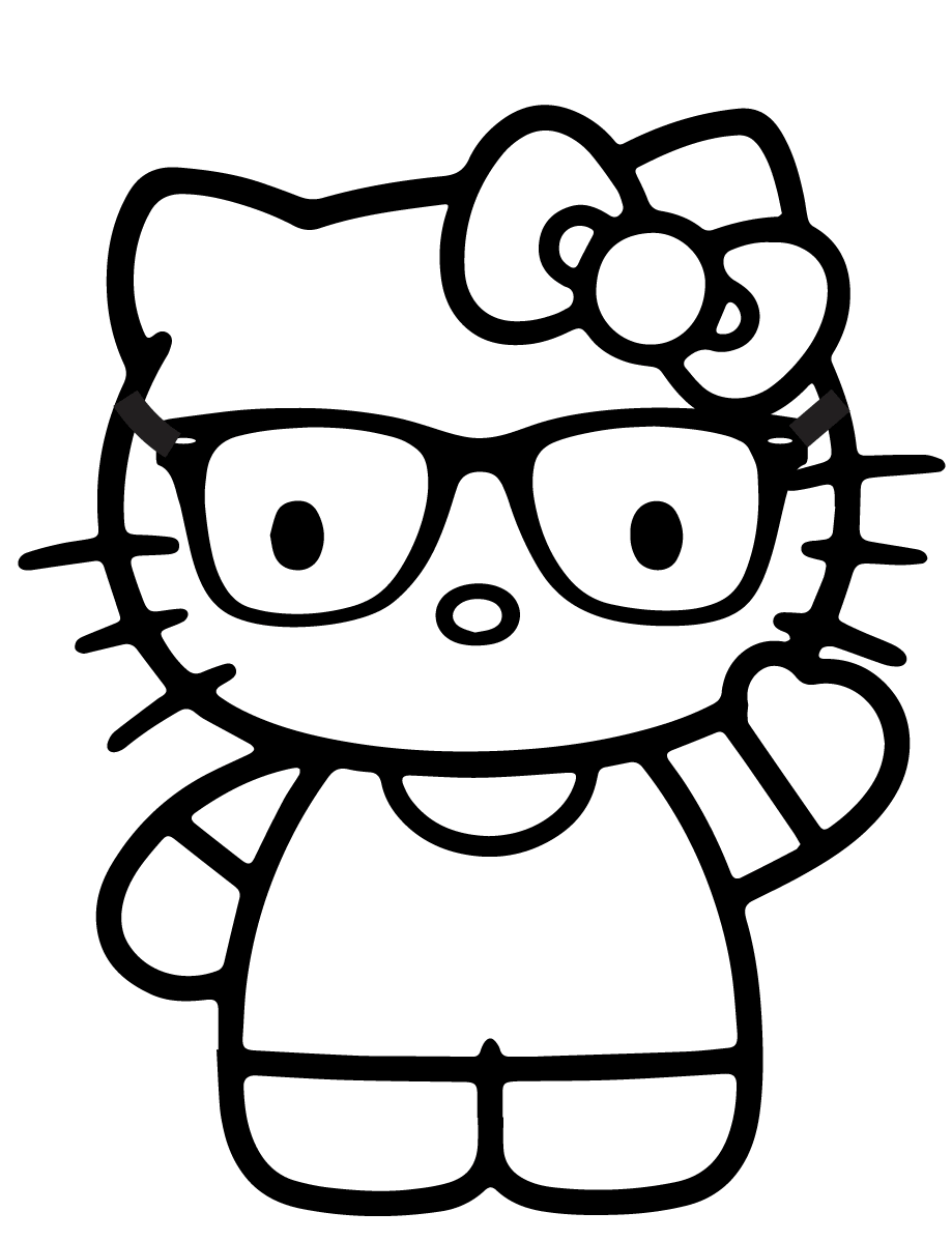 Coloriage Hello Kitty Avec Des Lunettes - Hello kitty à imprimer