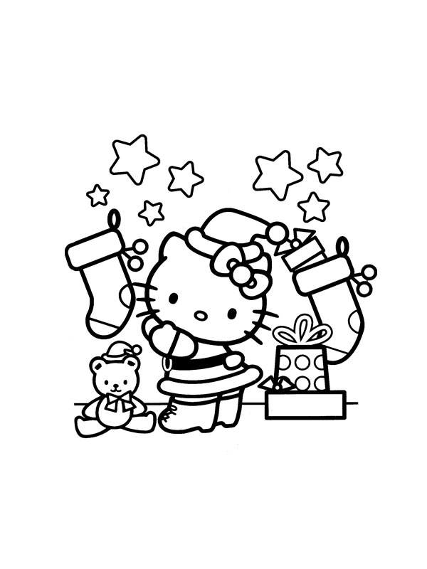 Coloriage Hello Kitty Noël - Noël à imprimer