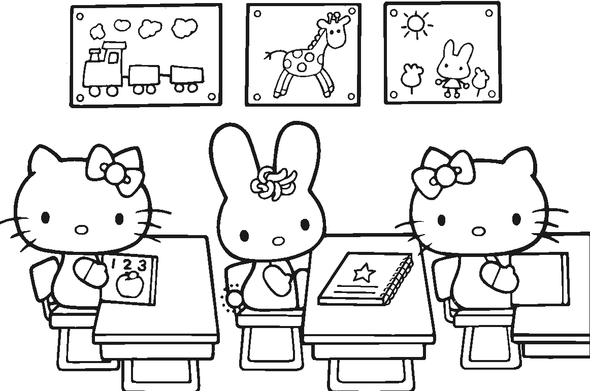 Coloriage Hello Kitty Rentrée Scolaire - Rentrée scolaire à imprimer