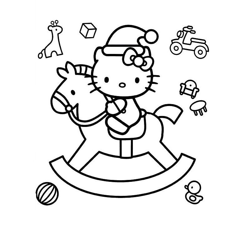 Coloriage Hello Kitty Sur Un Cheval - Cheval à imprimer