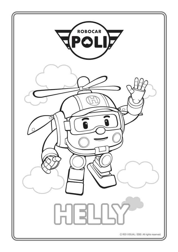 Coloriage Helly Robocar Poli Hélicoptère - Robocar poli à imprimer