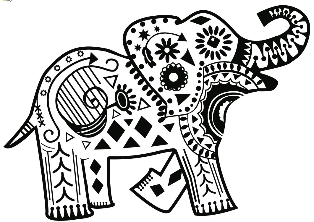 Coloriage Henna Éléphant Motifs Amusants - Éléphant à imprimer