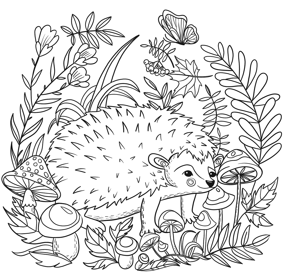 Coloriage Hérisson Dans La Savane Par Lesya Adamchuk - Hérisson à imprimer