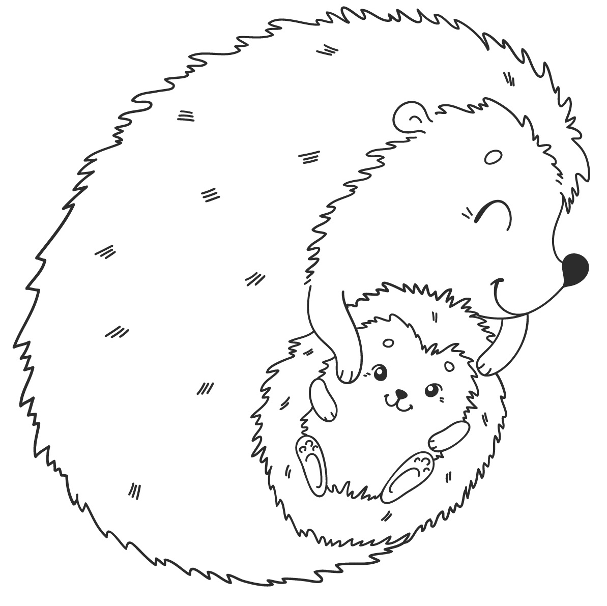 Coloriage Hérisson Et Son Bébé - Hérisson à imprimer