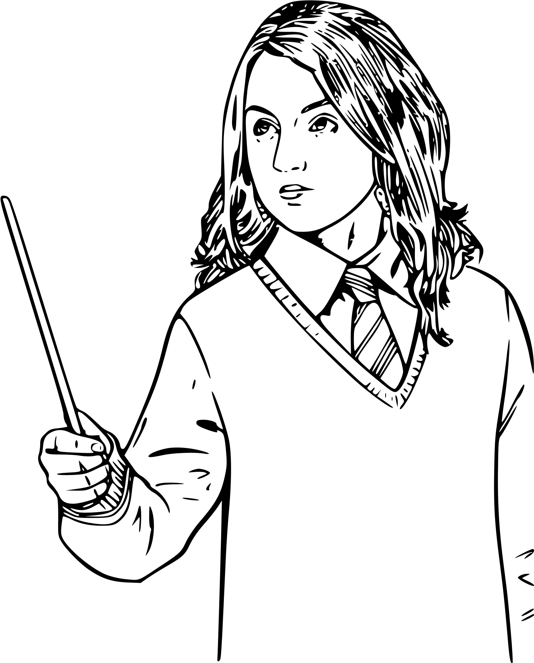 Coloriage Hermione Granger Patronus En Forme De Loutre - Harry potter à imprimer