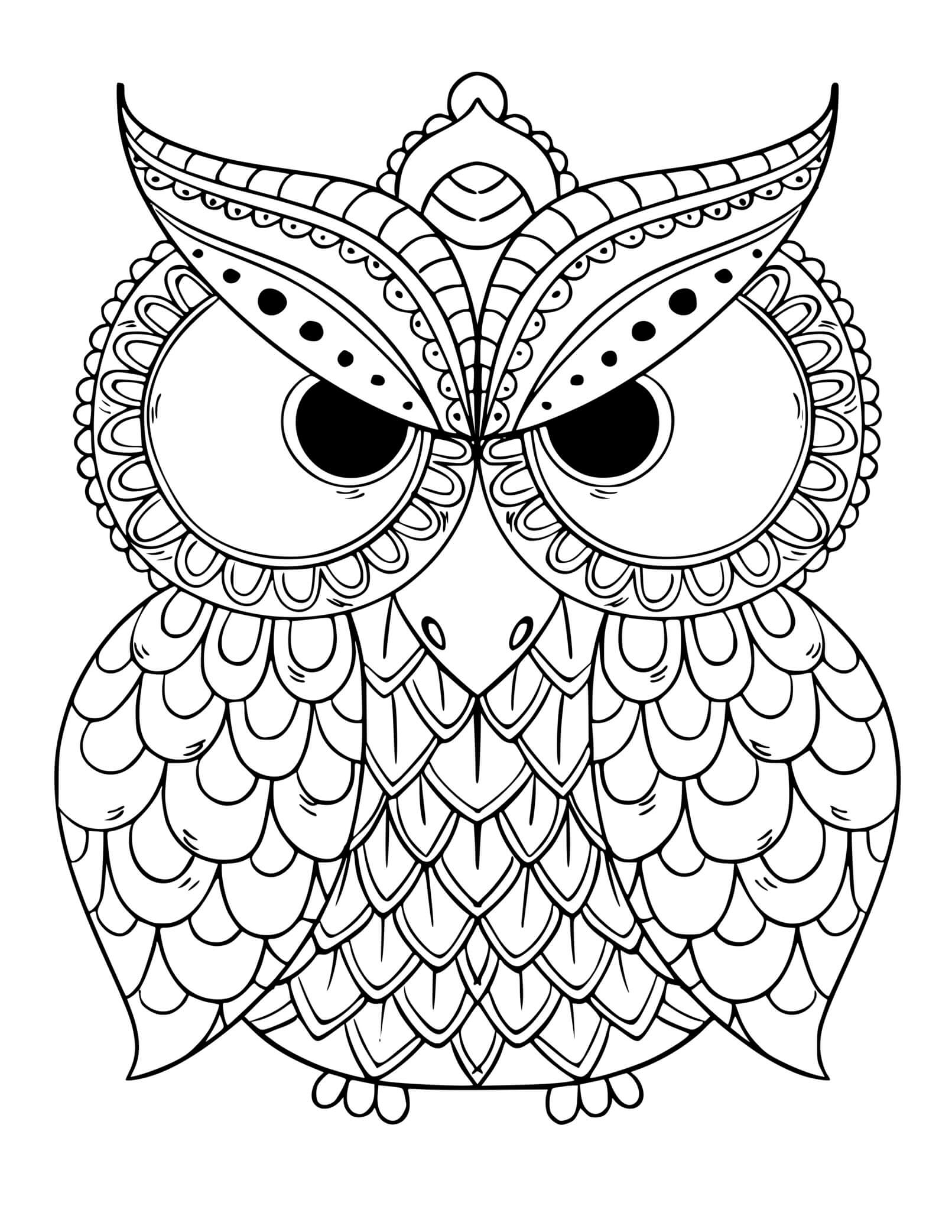 Coloriage Hibou Chouette Mandala Adulte - Hibou à imprimer