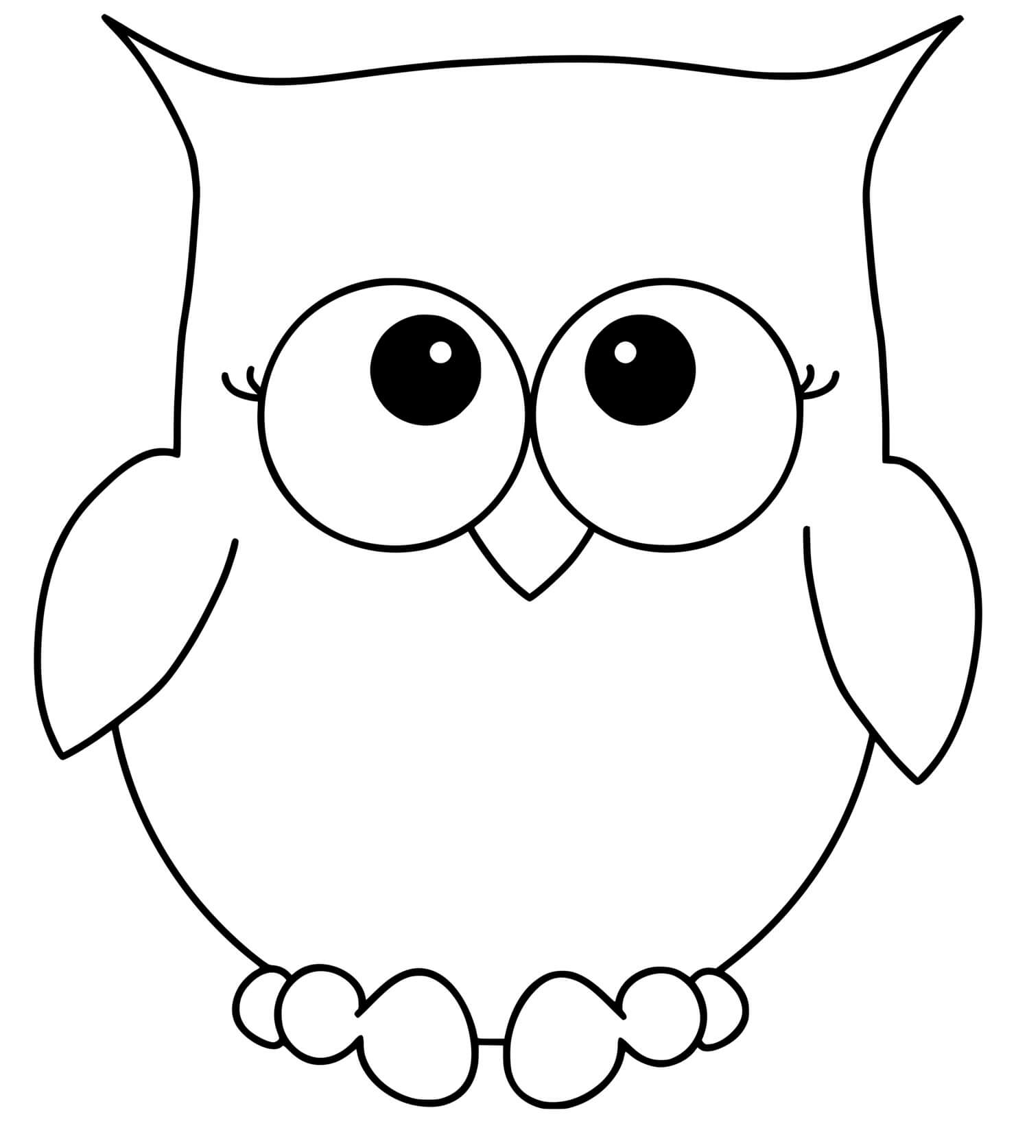 Coloriage Hibou Simple Maternelle Facile - Hibou à imprimer