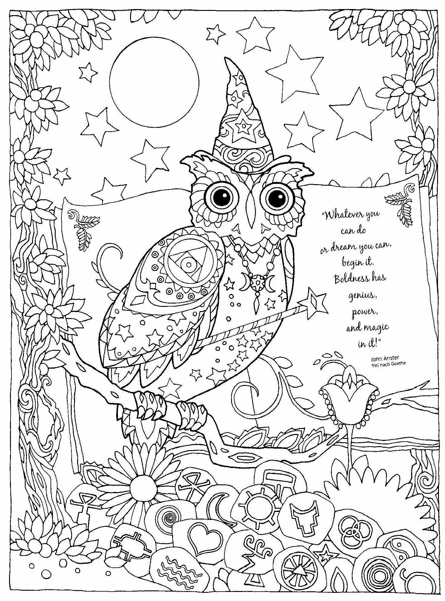 Coloriage Hibou Magique Et Puissant Halloween - Halloween à imprimer
