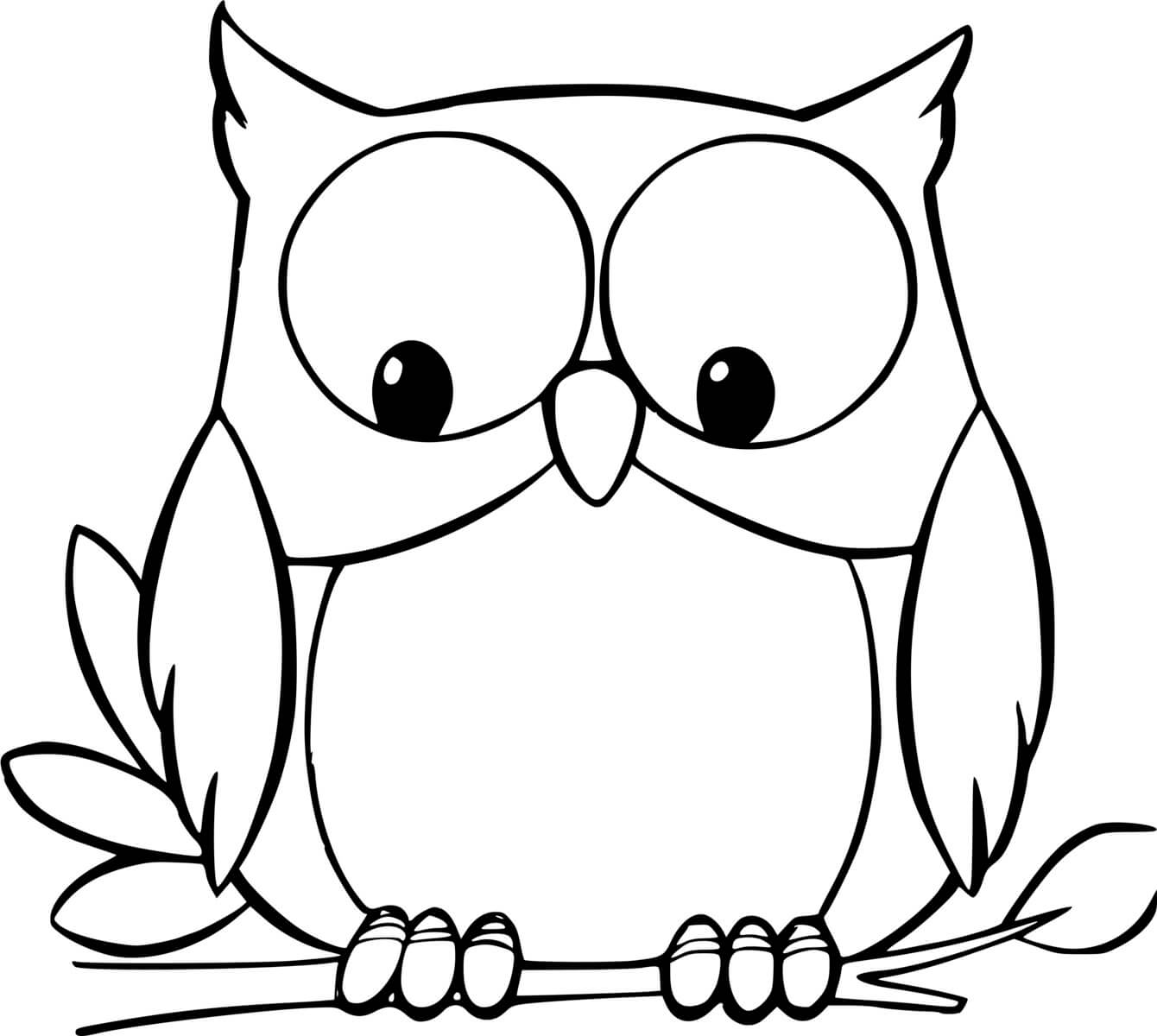 Coloriage Hibou Mignon Regarde En Bas - Hibou à imprimer