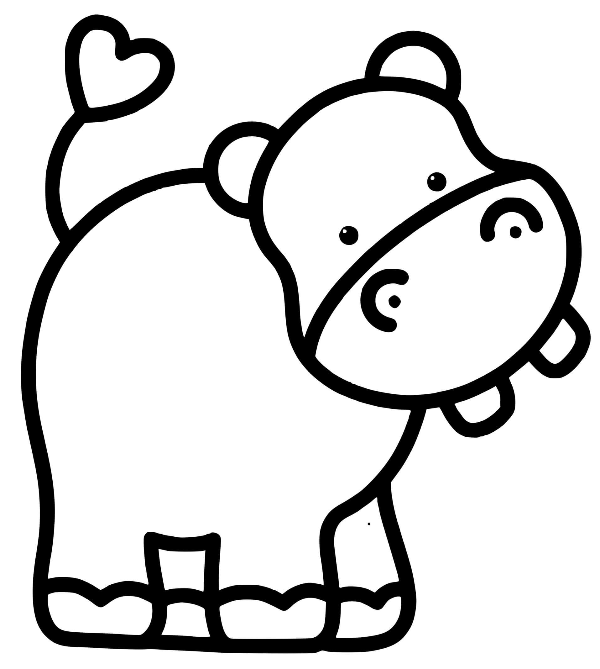 Coloriage Hippopotame Facile Maternelle 2 Ans - Facile à imprimer