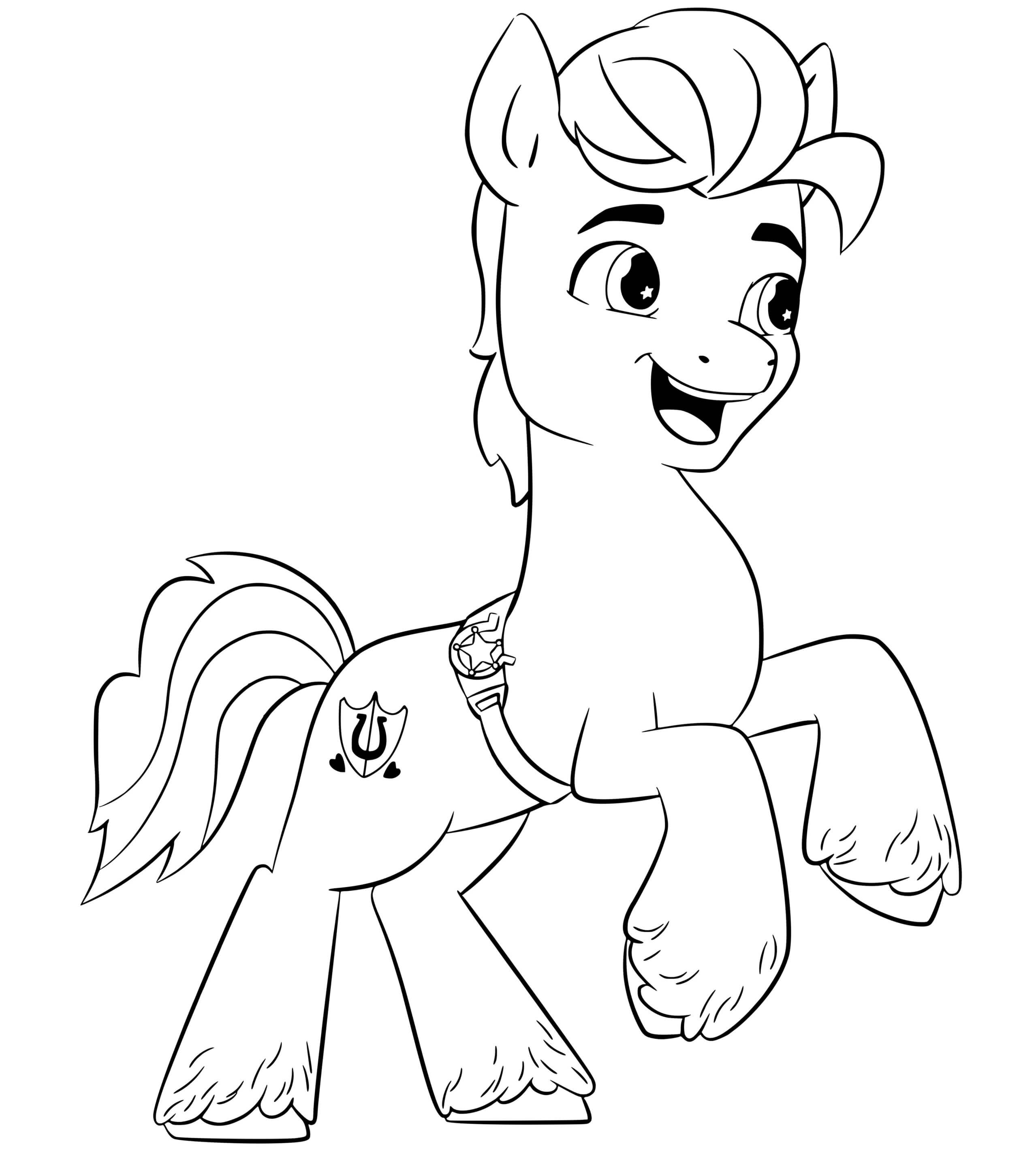 Coloriage Hitch Trailblazer aidant ses amis poneys - Poney à imprimer