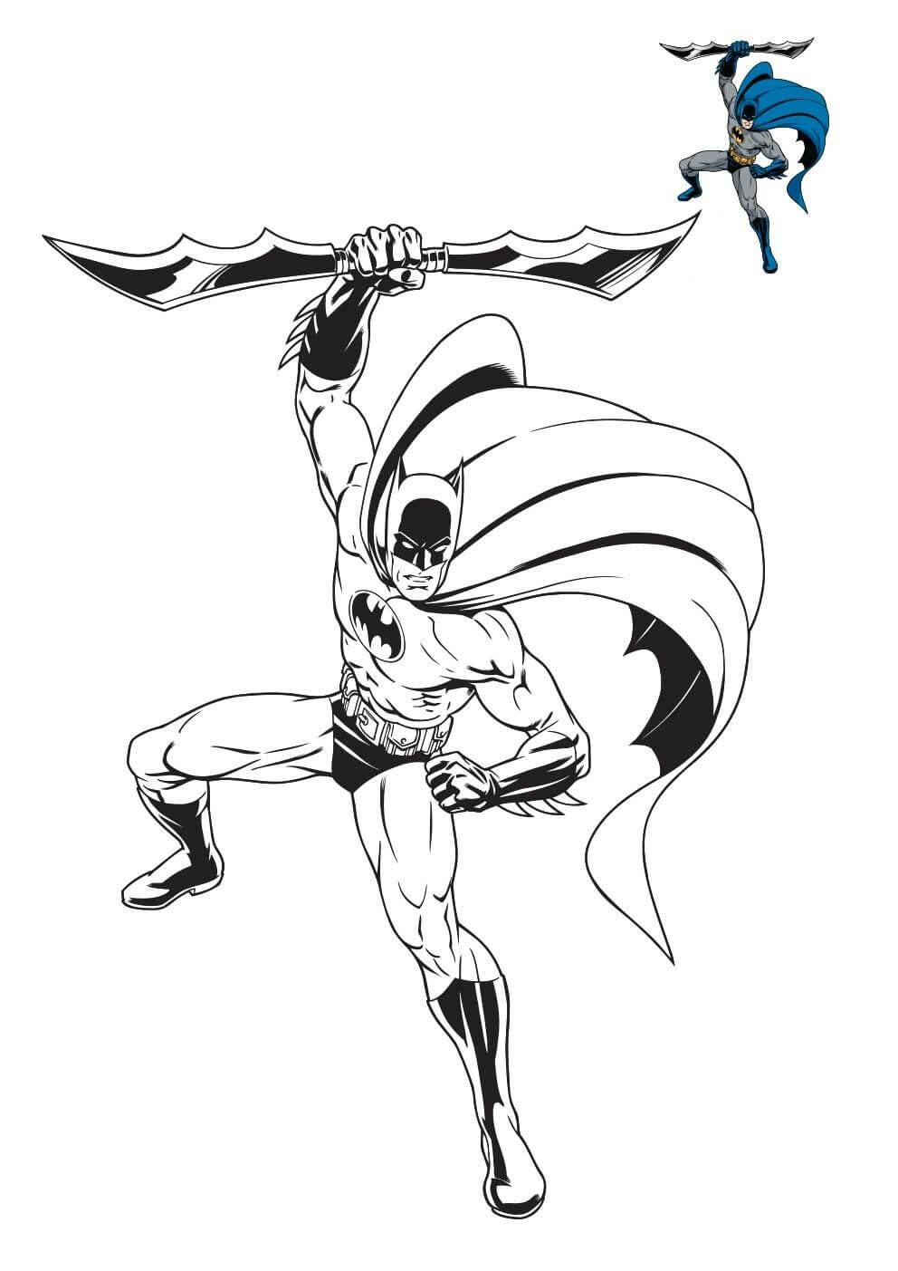 Coloriage Batman - Le Chevalier Noir en action - Batman à imprimer