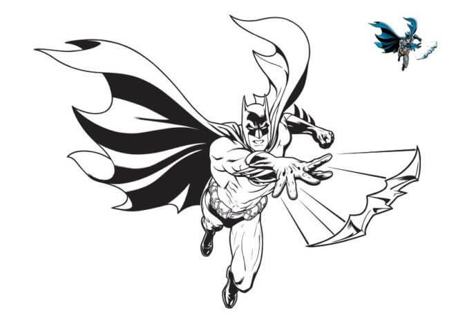 Coloriage Homme Chauve Souris Attaque - Batman à imprimer