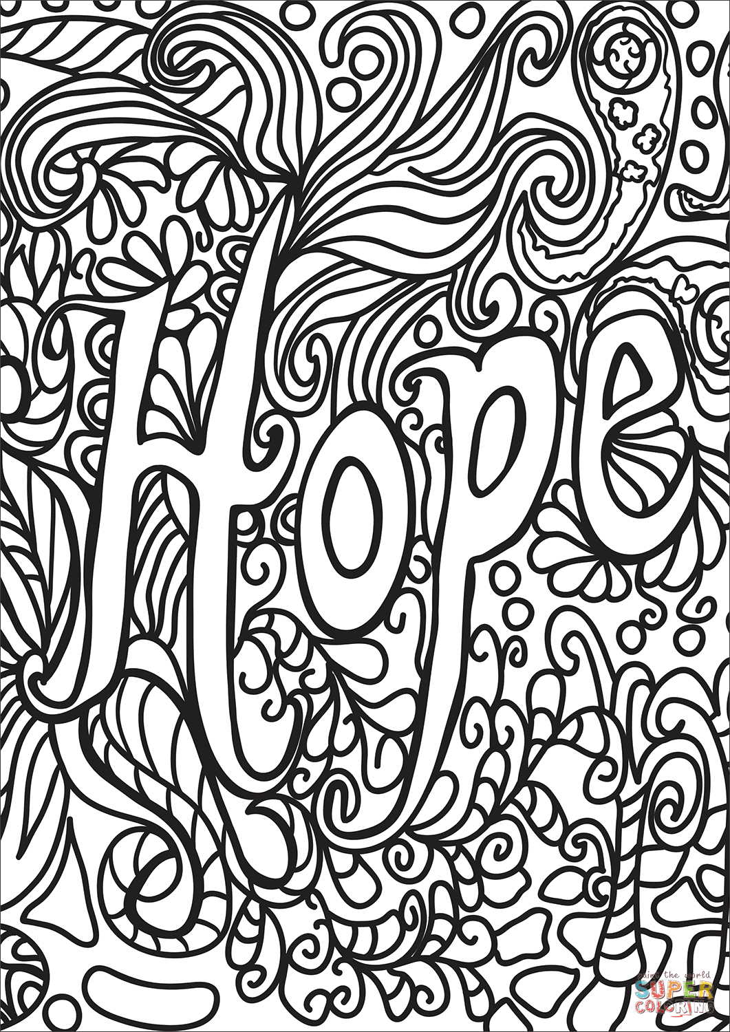 Coloriage Hope Breast Cancer - Cancer du sein à imprimer