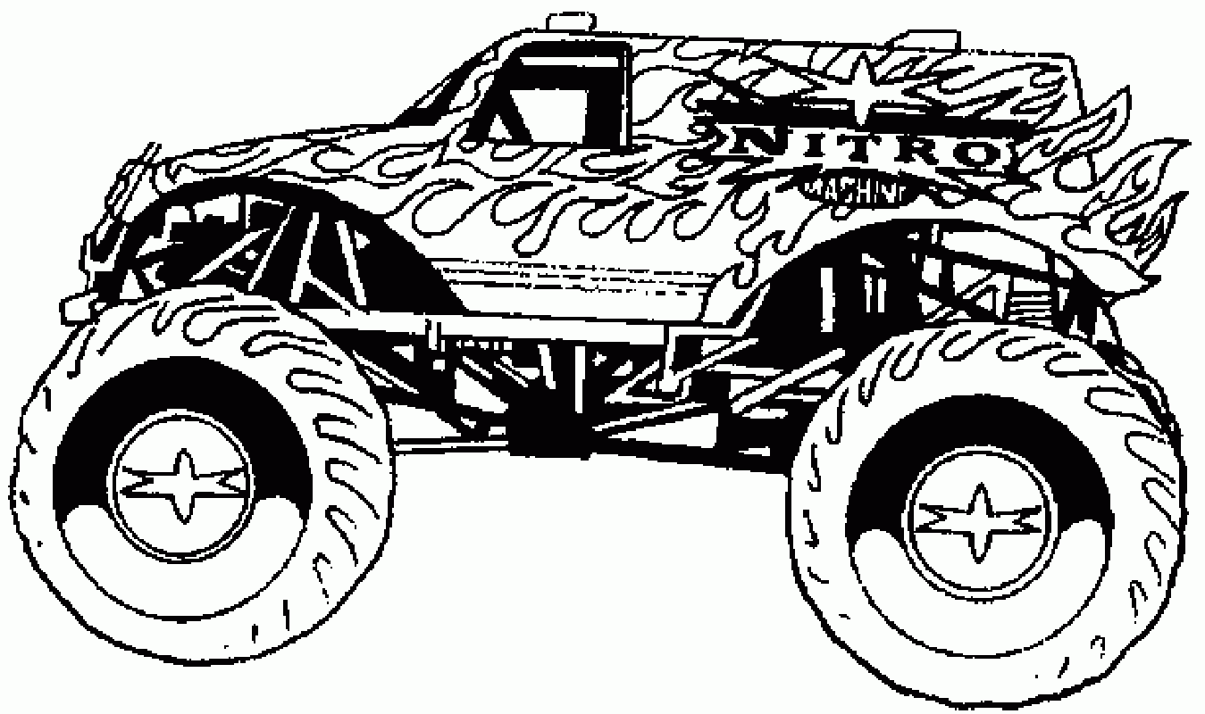Coloriage Hot Wheels 4x4 Nitro - Hot wheels à imprimer