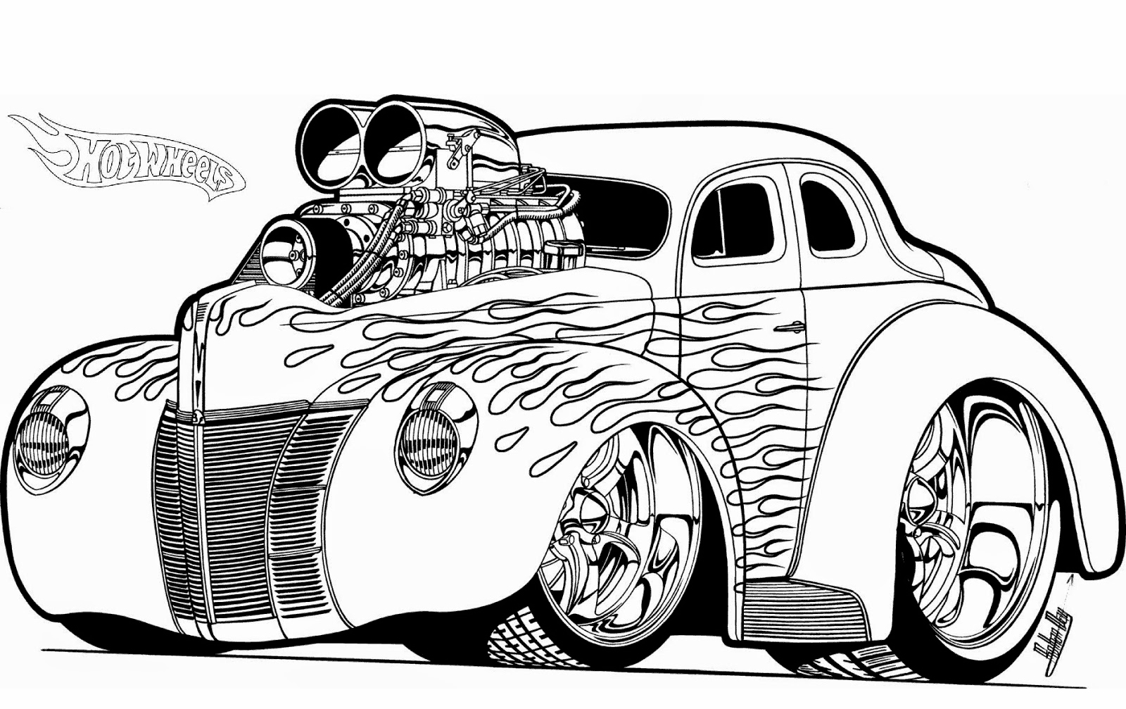 Coloriage Hot Wheels Hot Rod - Hot wheels à imprimer
