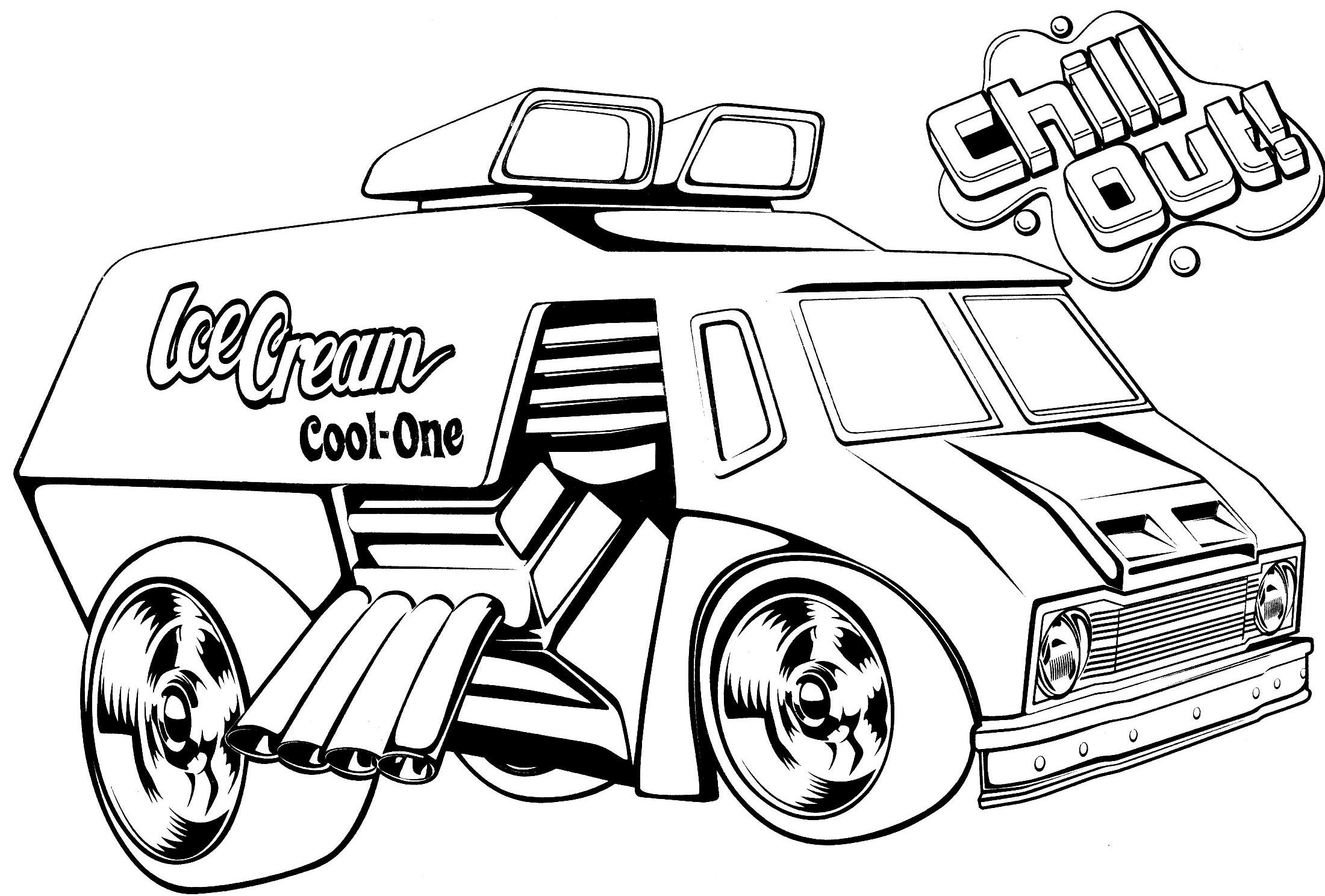 Coloriage Hot Wheels Ice Cream Truck - Hot wheels à imprimer