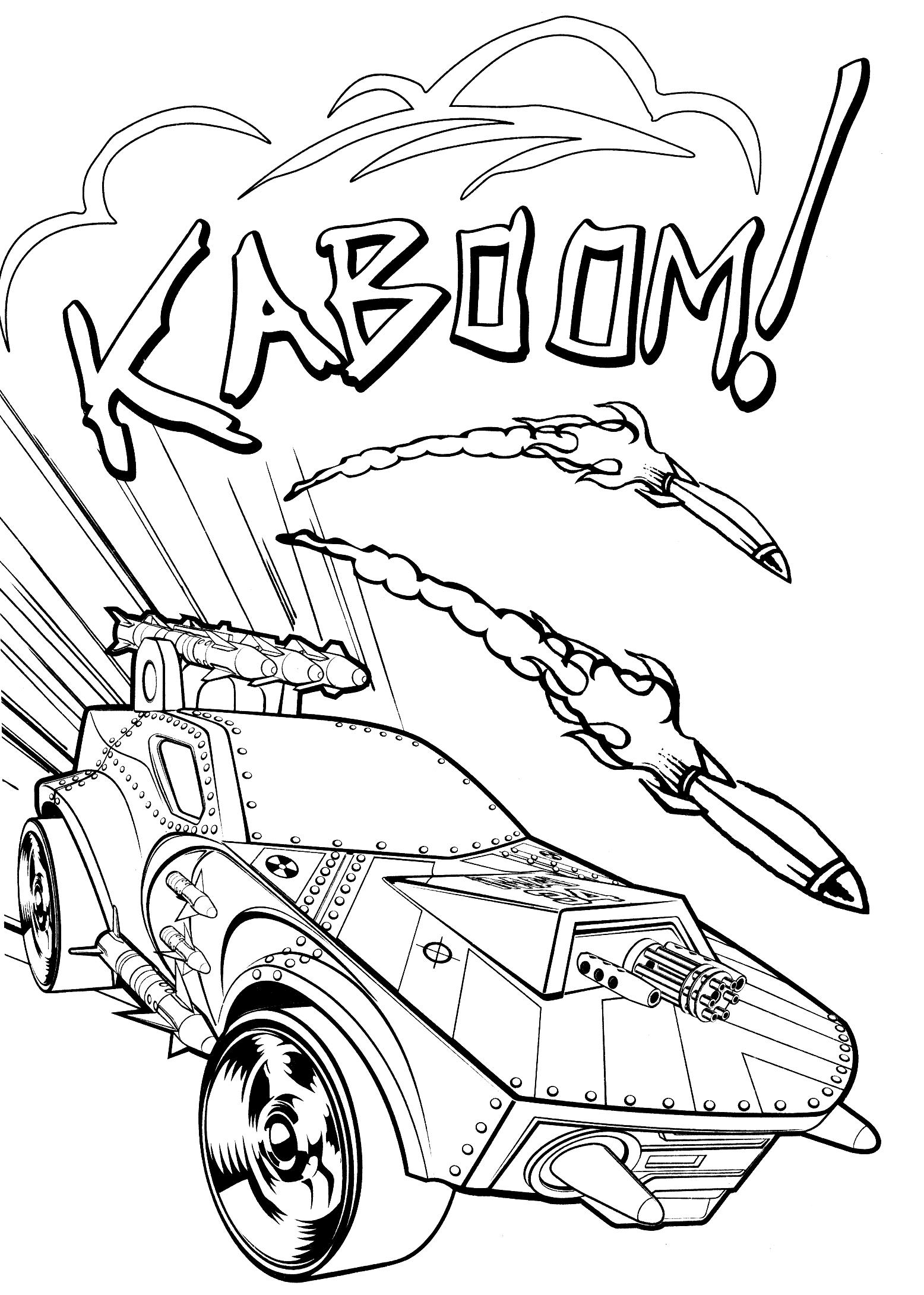 Coloriage Hot Wheels Kaboom - Hot wheels à imprimer