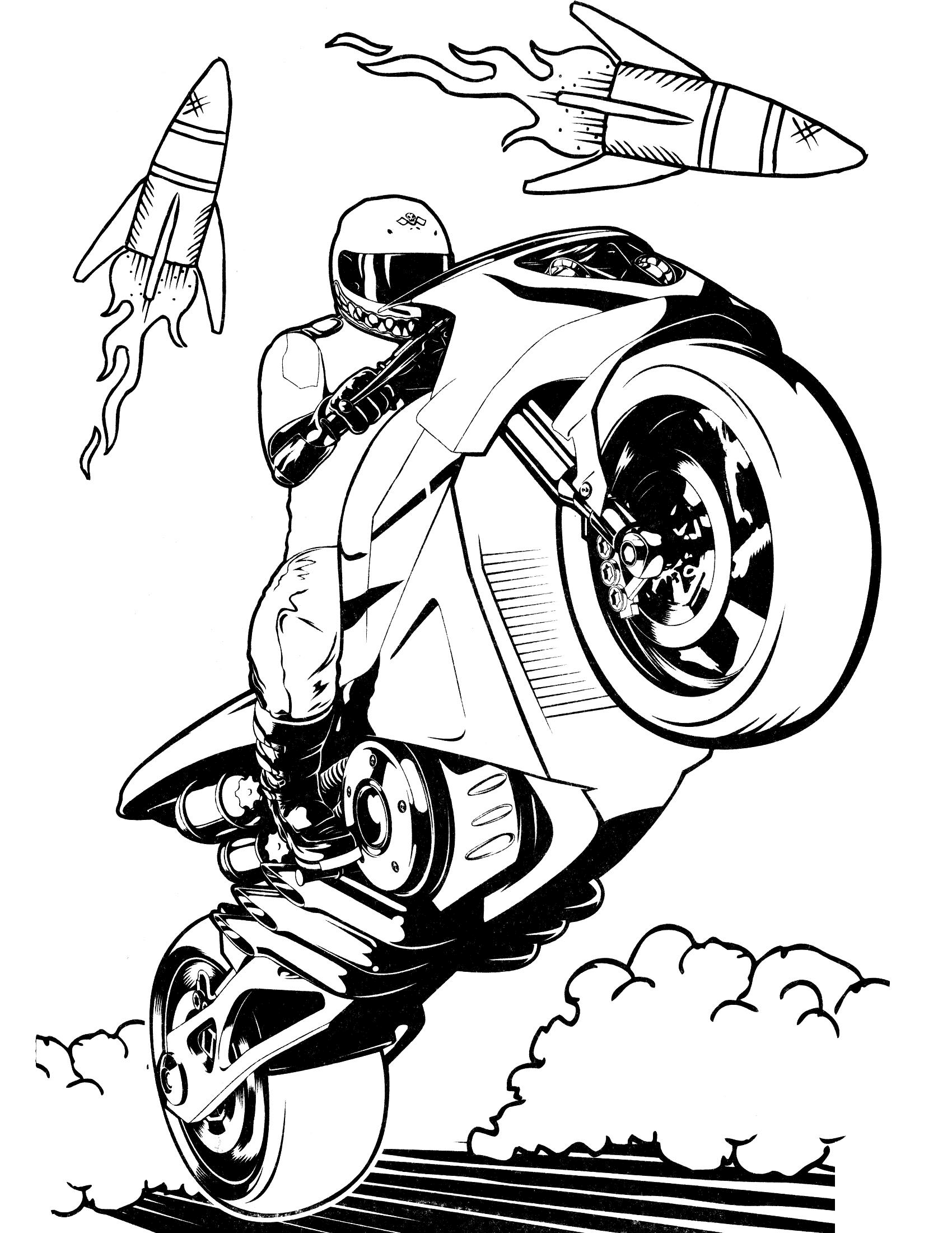 Coloriage Hot Wheels Motorcycle - Hot wheels à imprimer