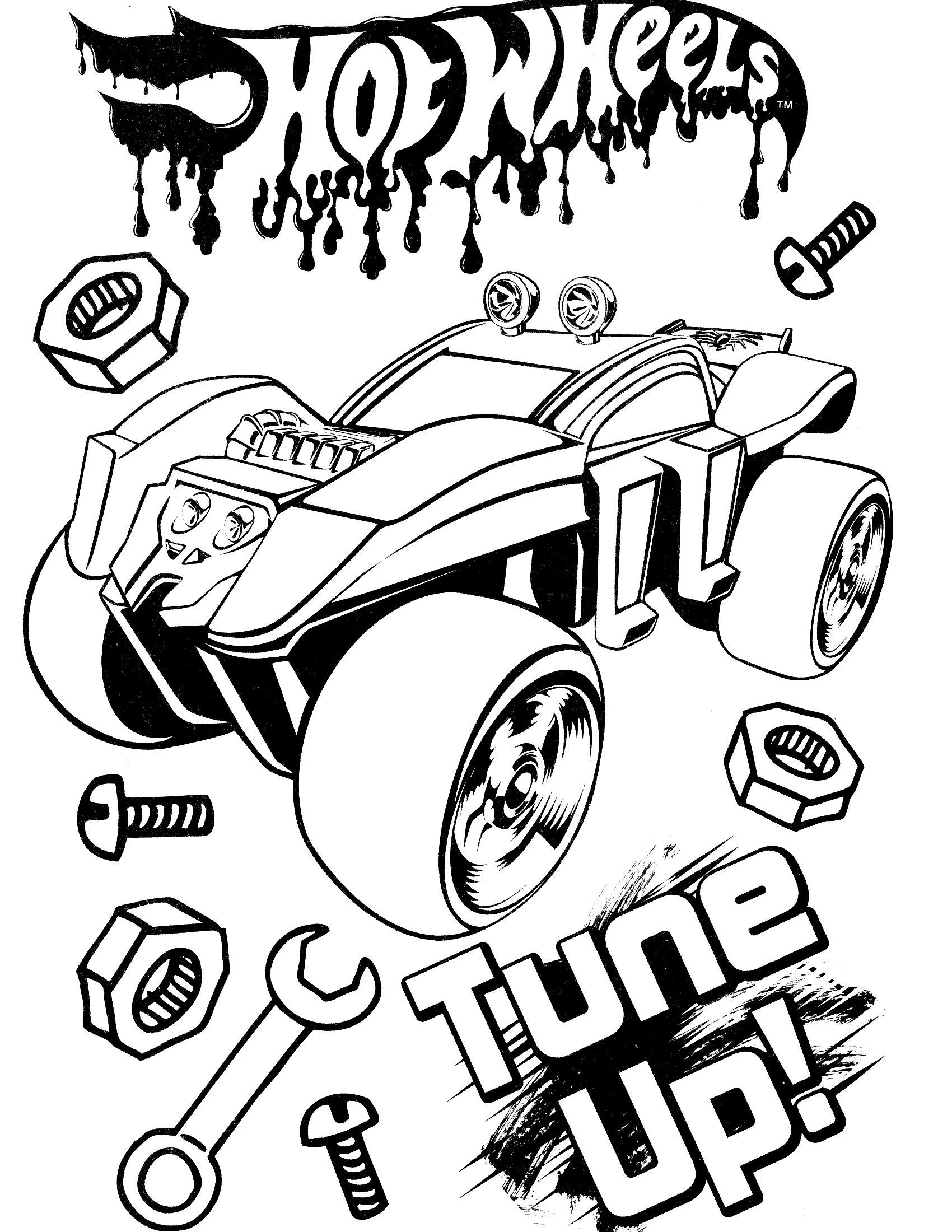 Coloriage Hot Wheels Tune Up - Hot wheels à imprimer