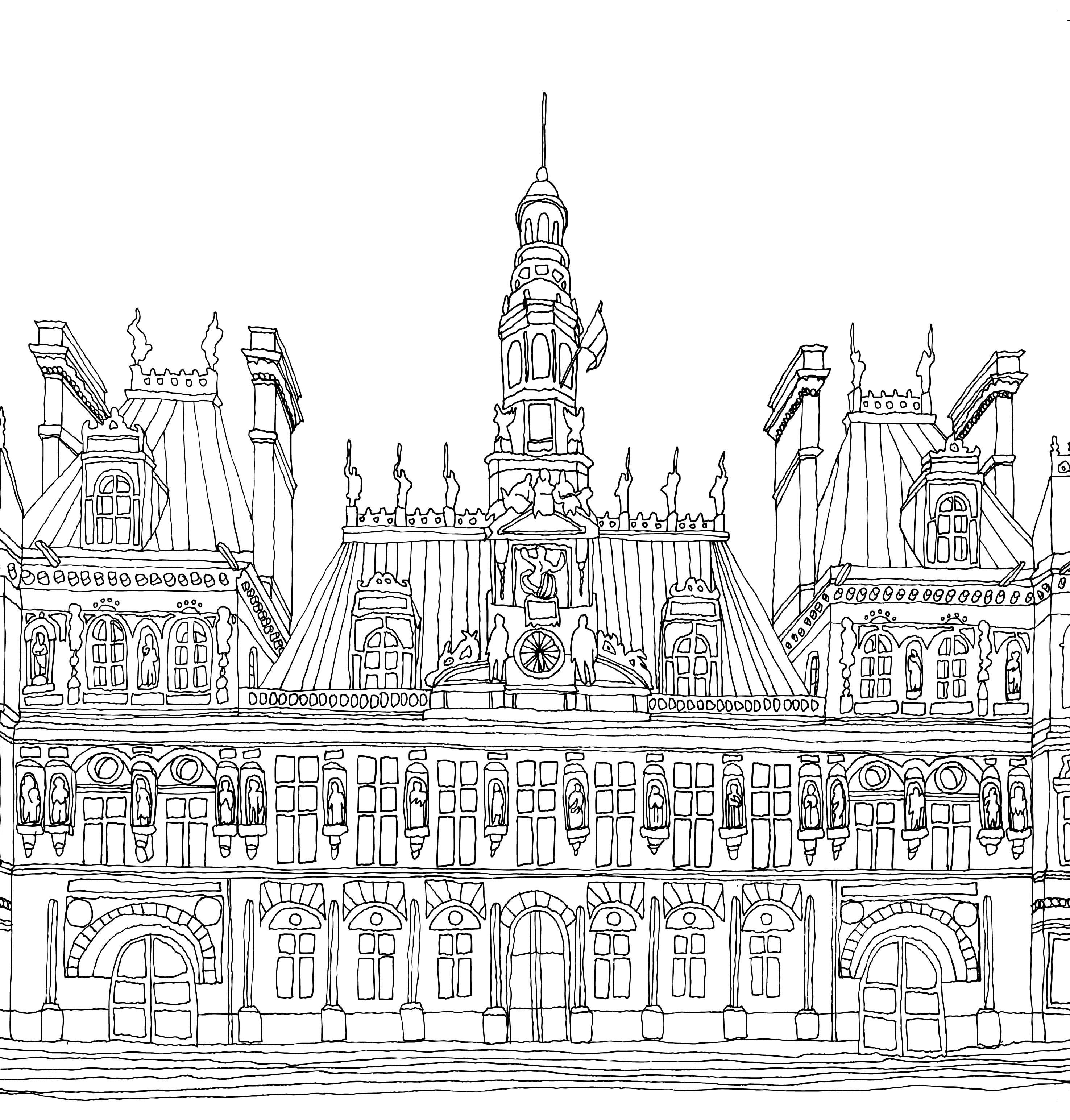Coloriage Hotel De Ville De Paris - Ville à imprimer