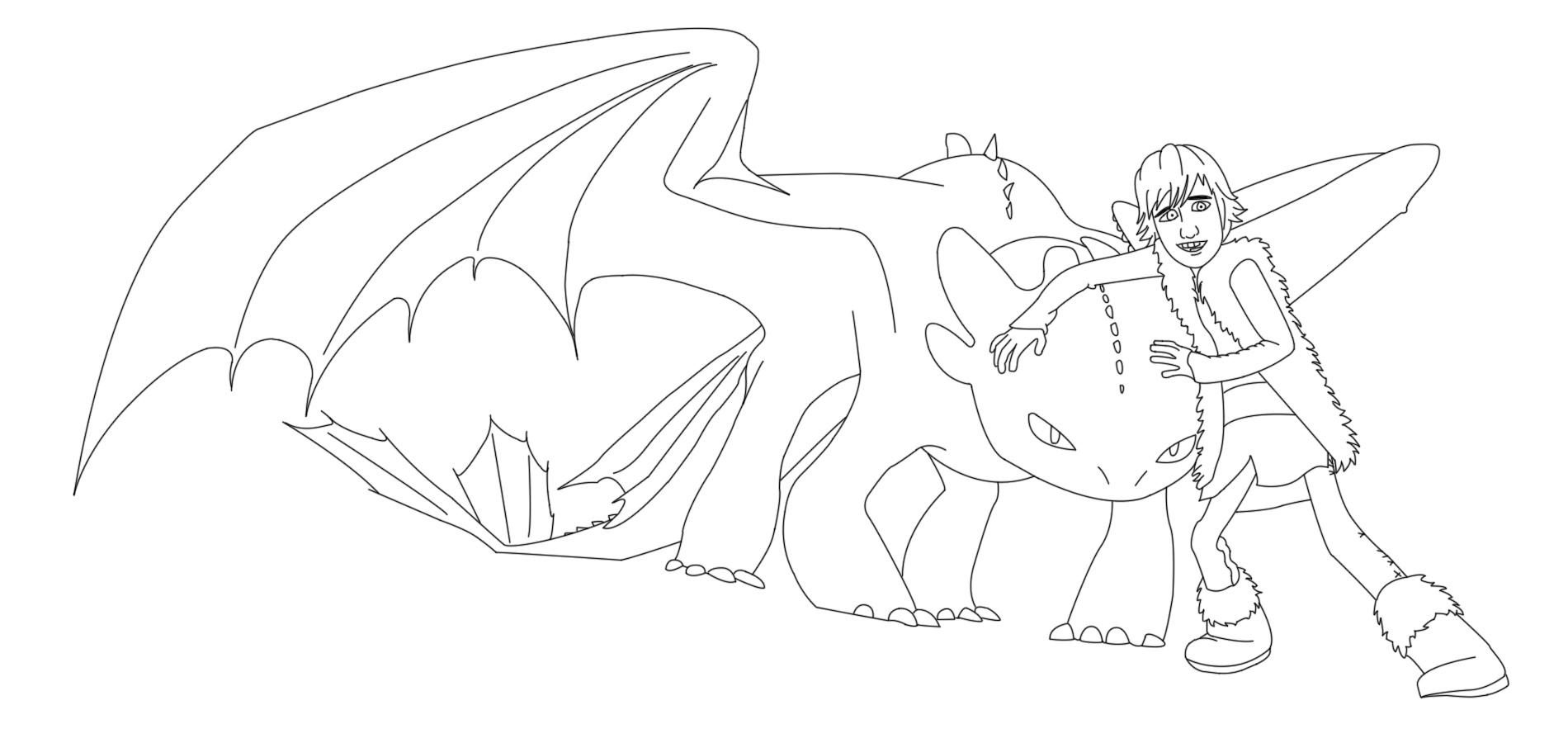 Coloriage How To Train Your Dragon Hiccup And Toothless - Dragon à imprimer