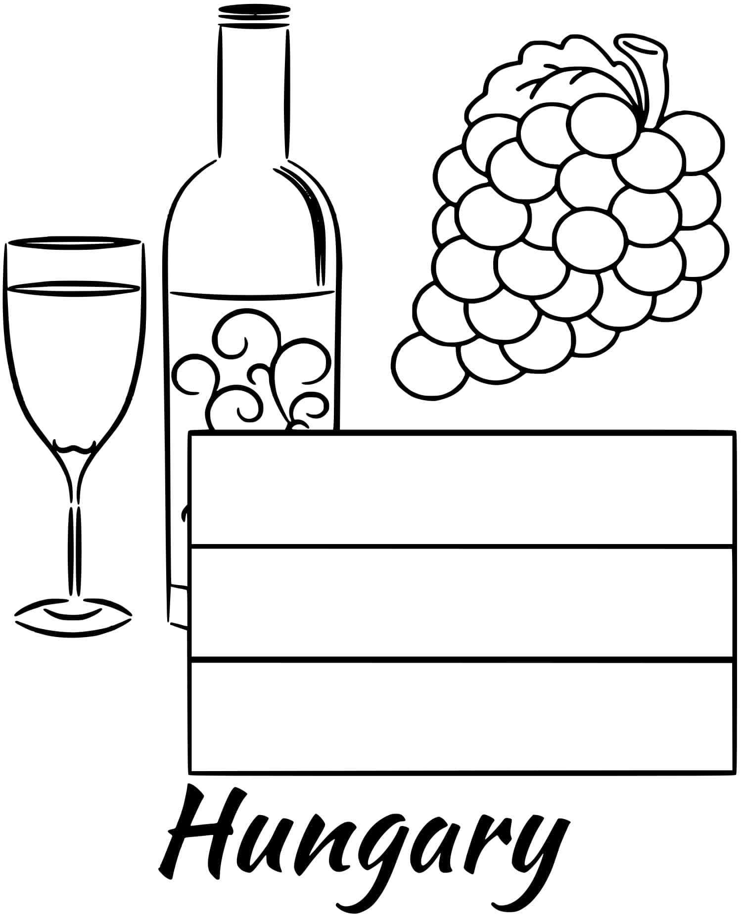 Coloriage Hungary Drapeau Wine - Drapeau à imprimer