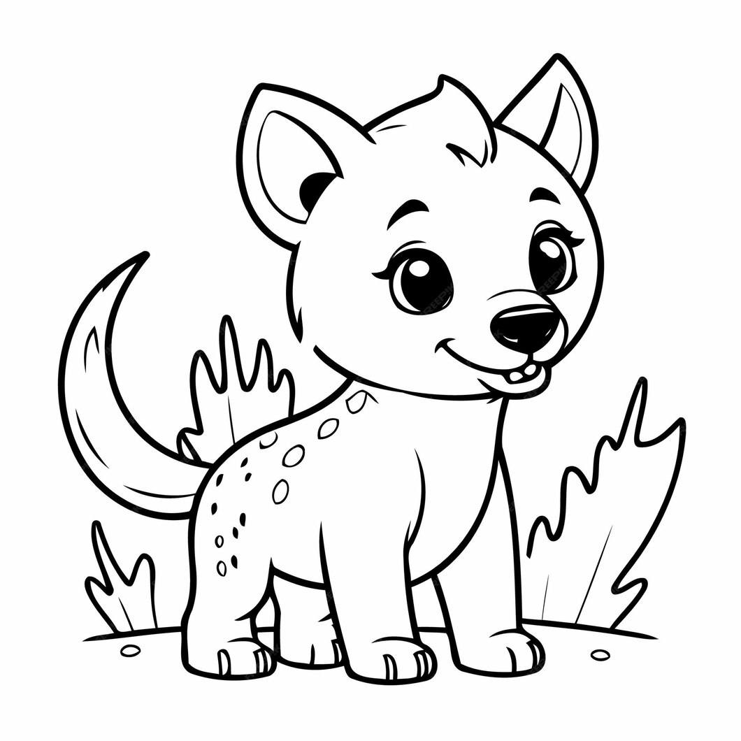 Coloriage Hyene Joyeuse Savane - Animaux mignon à imprimer