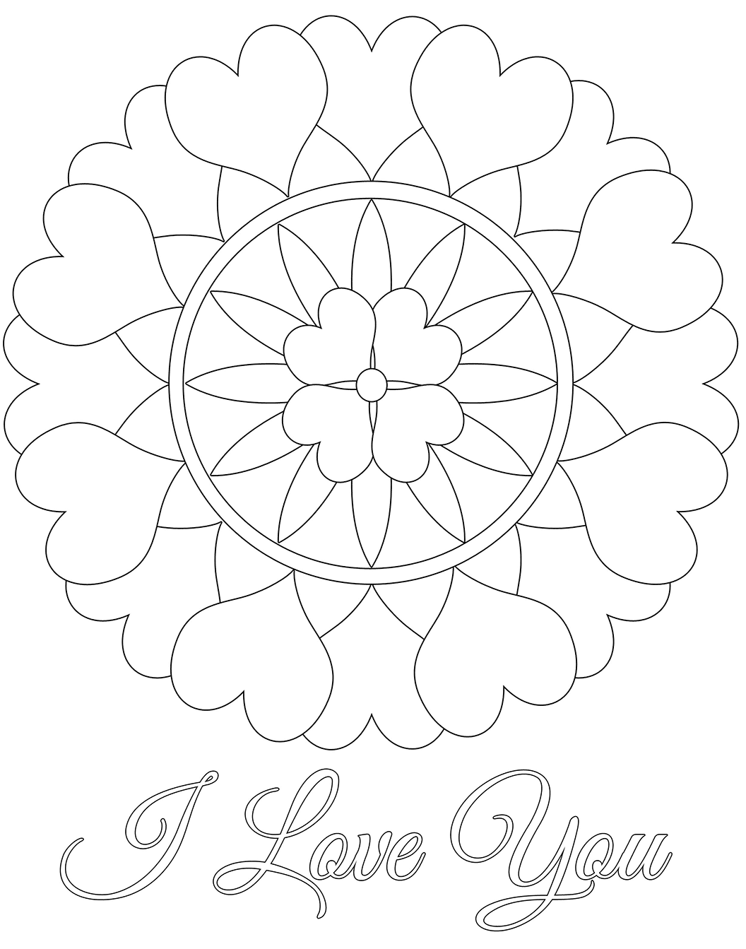 Coloriage I Love You Mandala Saint Valentin - Saint-Valentin à imprimer