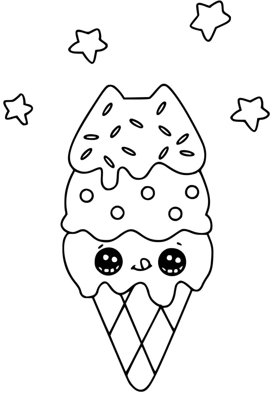 Coloriage Ice Cream Glace Triple Saveurs - Glace à imprimer
