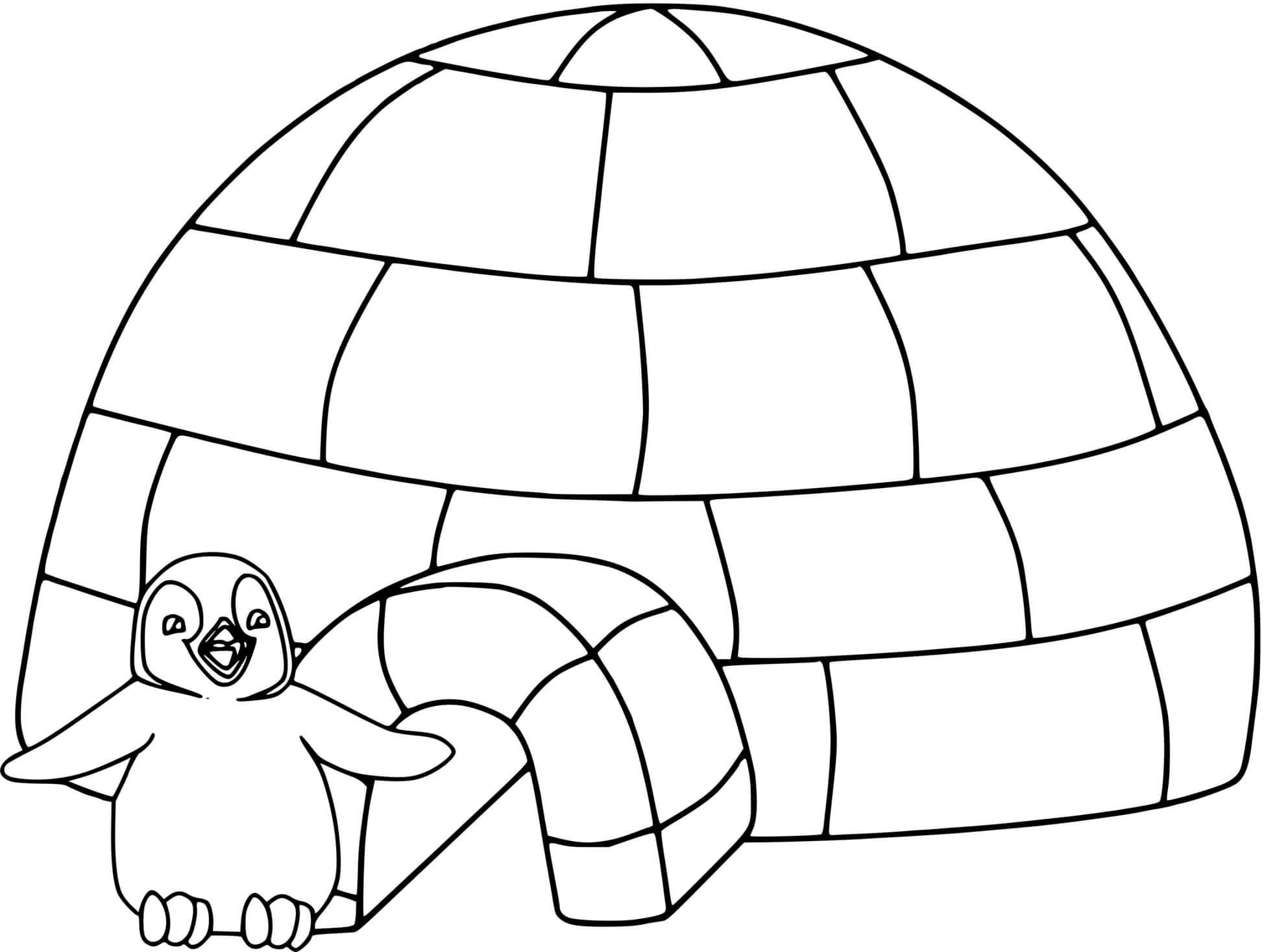 Coloriage Igloo Maternelle Abri En Bloc De Neige Habitation Hivernale - Hiver à imprimer